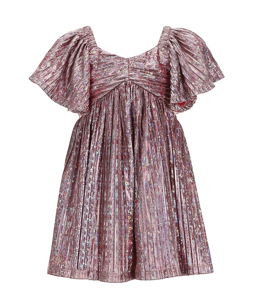 Bonnie Jean Little Girls 2T-6X Flutter Sleeve Metallic