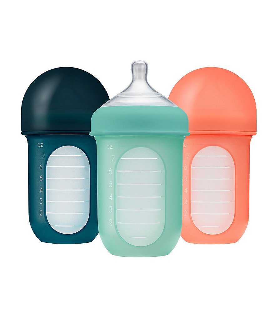 Boon Nursh Reusable Silicone Pouch Bottles Mint 3 Pack (8 oz)