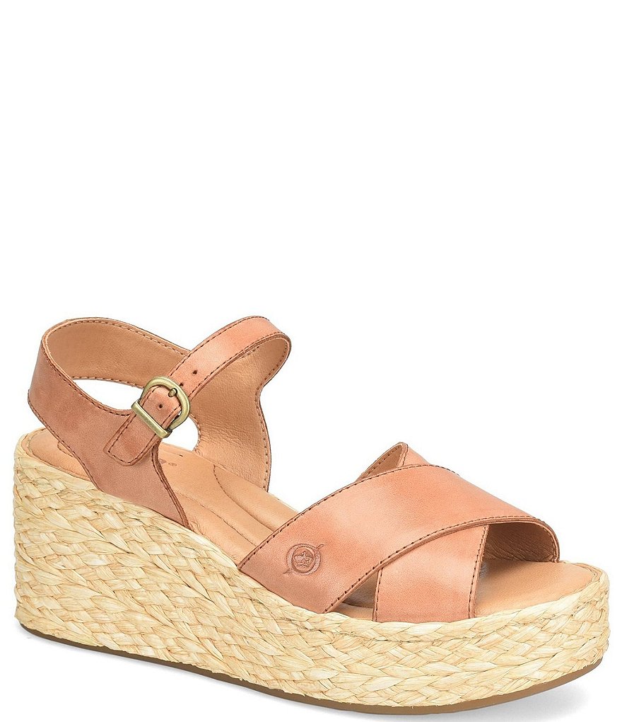 Born Malheur Wedge Sandals for Women | Natural | Size 6/Medium | Leather