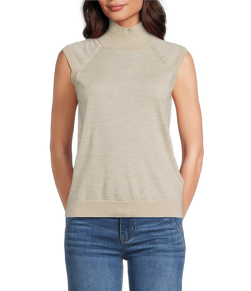 BOSS by Hugo Boss Fipin Wool Knit Turtleneck Cap Sleeve Top