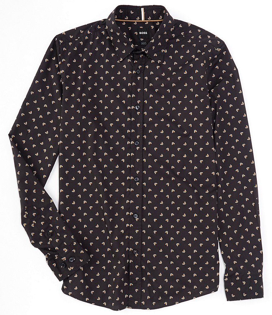 BOSS Slim-Fit Stretch Roan Kent Long Sleeve Woven Shirt | Dillard's
