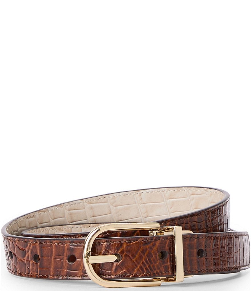 BRAHMIN Reversible Crocodile Embossed Leather Belt | Dillard's