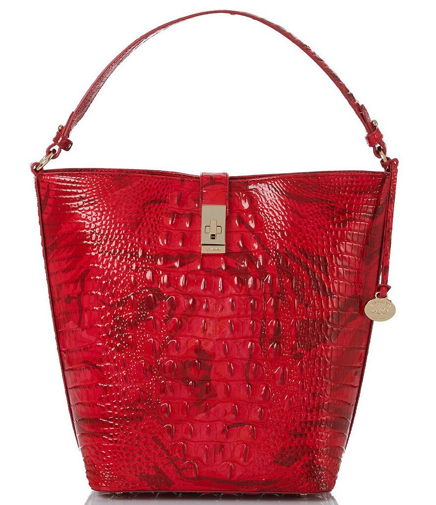 BRAHMIN Melbourne Collection Shira Expression Crocodile Embossed Bucket Bag