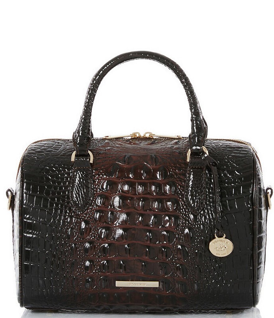 BRAHMIN Ombre Melbourne Collection Stacey Cocoa Top Zip Satchel Bag