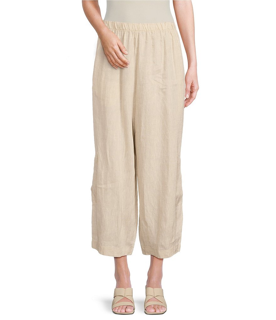 Bryn Walker Casbah Light Linen Elastic Waist Wide Leg Cropped Pants ...