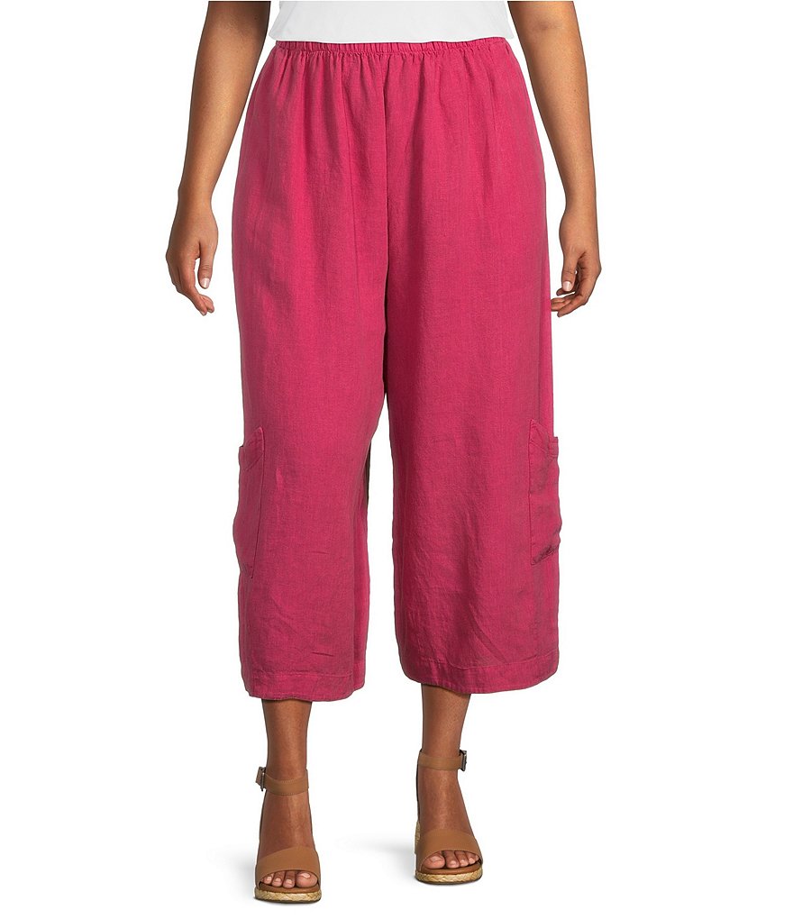 Bryn Walker Plus Size Casbah Light Linen Elastic Waist Wide Leg Pants ...