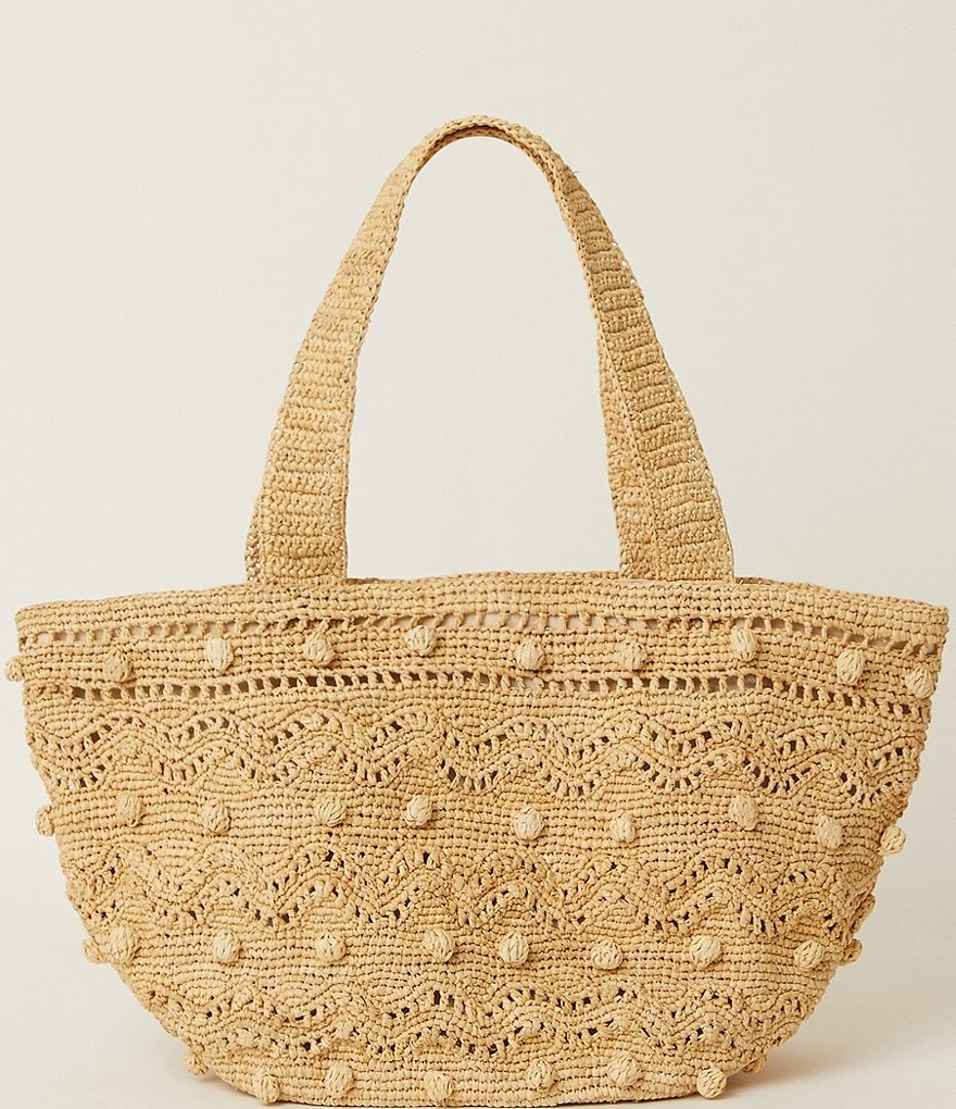 Btb Los Angeles Terni Pom Pom Straw Tote Bag | Dillard's