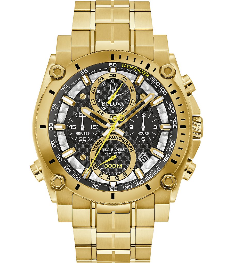 Bulova Men s Precisionist Icon Chronograph Gold Stainless Steel Bracelet Watch Dillard s