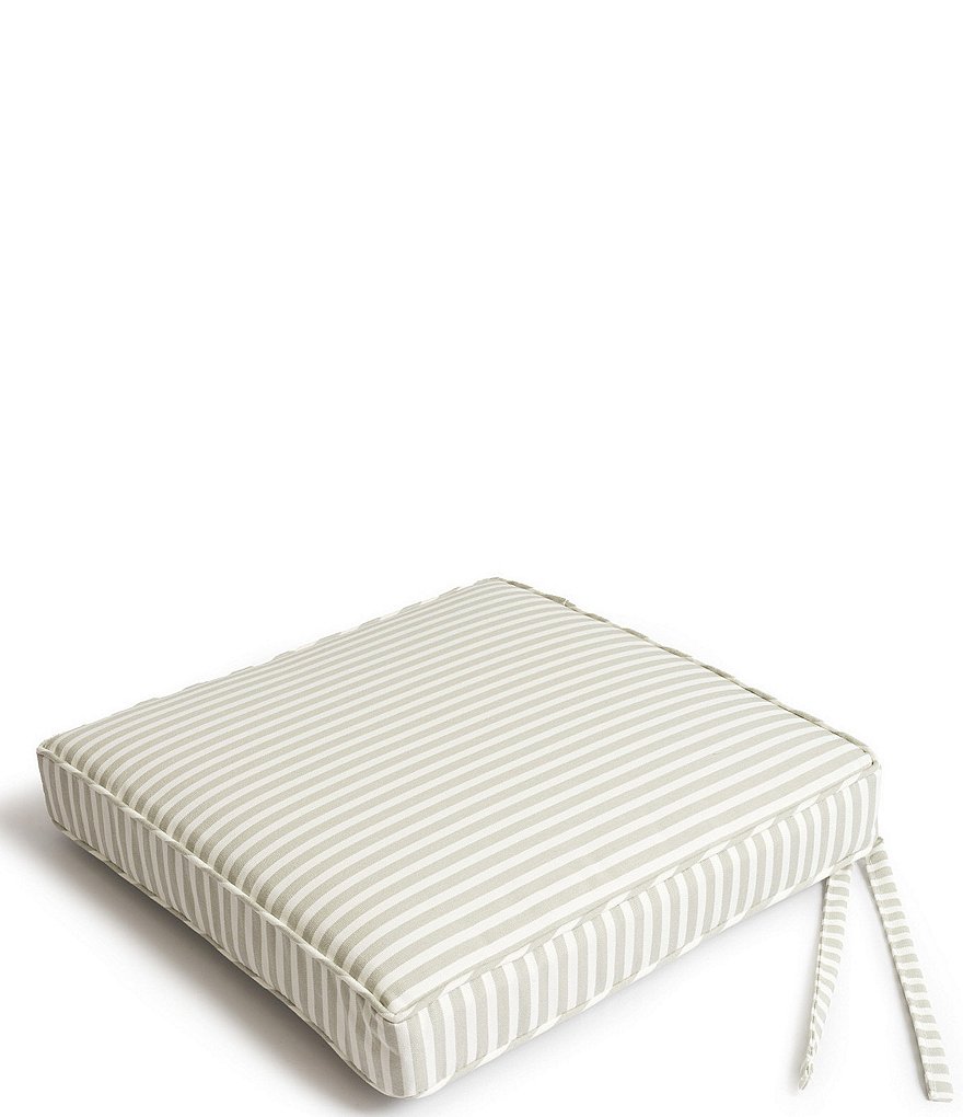 Island Retreat Nu6932 All-Weather Outdoor Striped Seat Cushion - Champagne and White - Set of 2