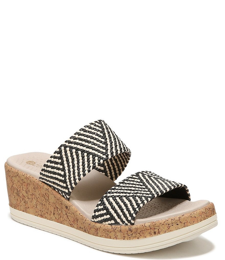 Bzees Resort Washable Raffia Chevron Print Stretch Platform Wedge ...