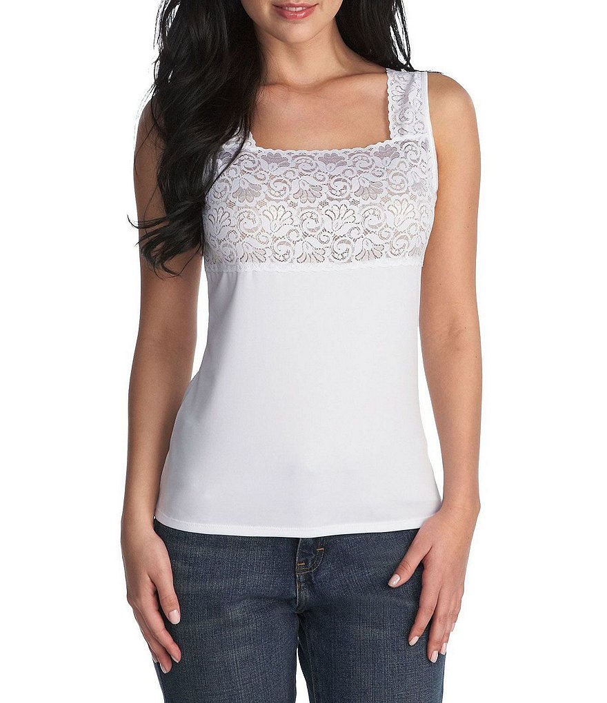 Cabernet Lace-Overlay Microfiber Camisole | Dillard's