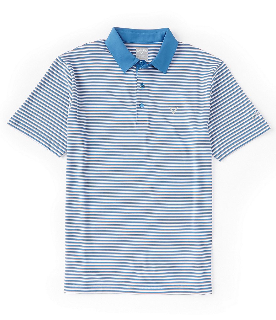 Callaway Knit 3-Color Striped Polo Shirt