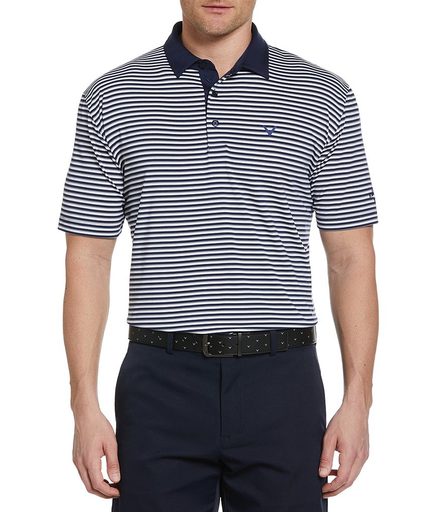 Callaway Knit 3-Color Striped Polo Shirt | Dillard's