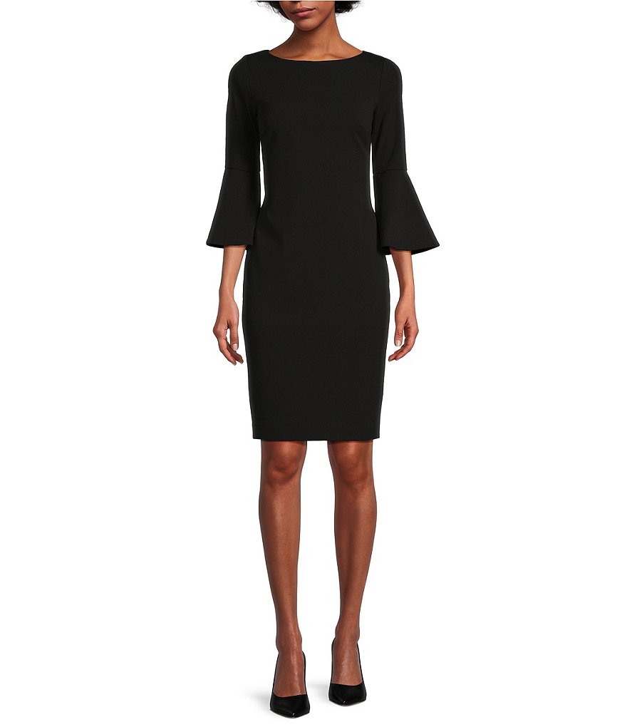 Calvin Klein Womens Plus Size Bell Sleeve Sheath with Sheer Inserts Dress :  : Clothing, Shoes & Accessories