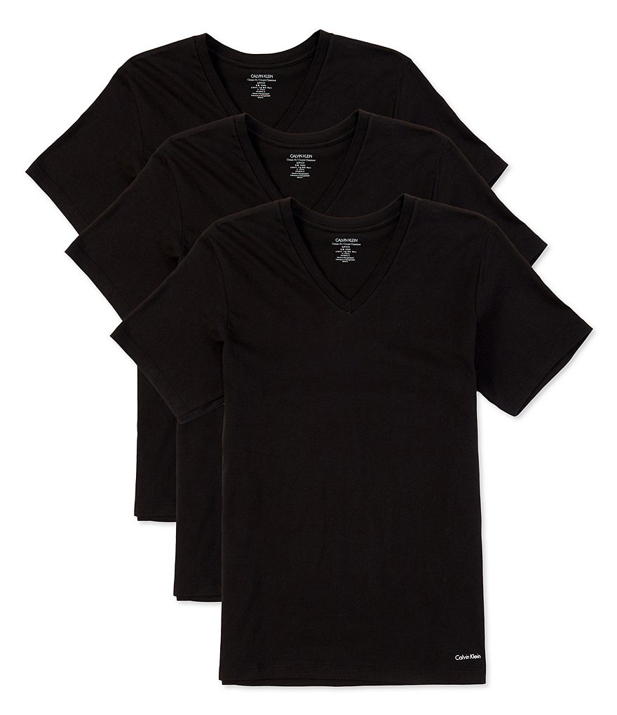 Calvin Klein Cotton Classic Solid V-Neck T-Shirts 3-Pack | Dillard's