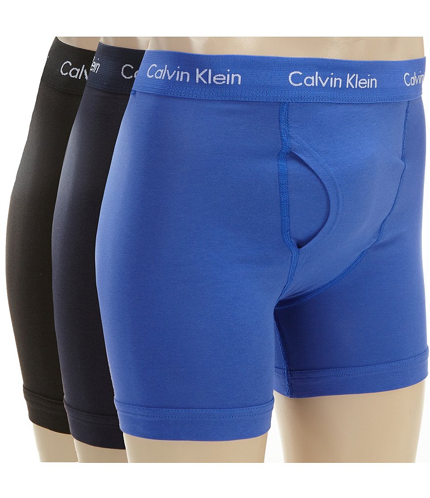 NWT Calvin Klein Cotton Stretch Boxer Brief 3-Pack Blue Pink Gray