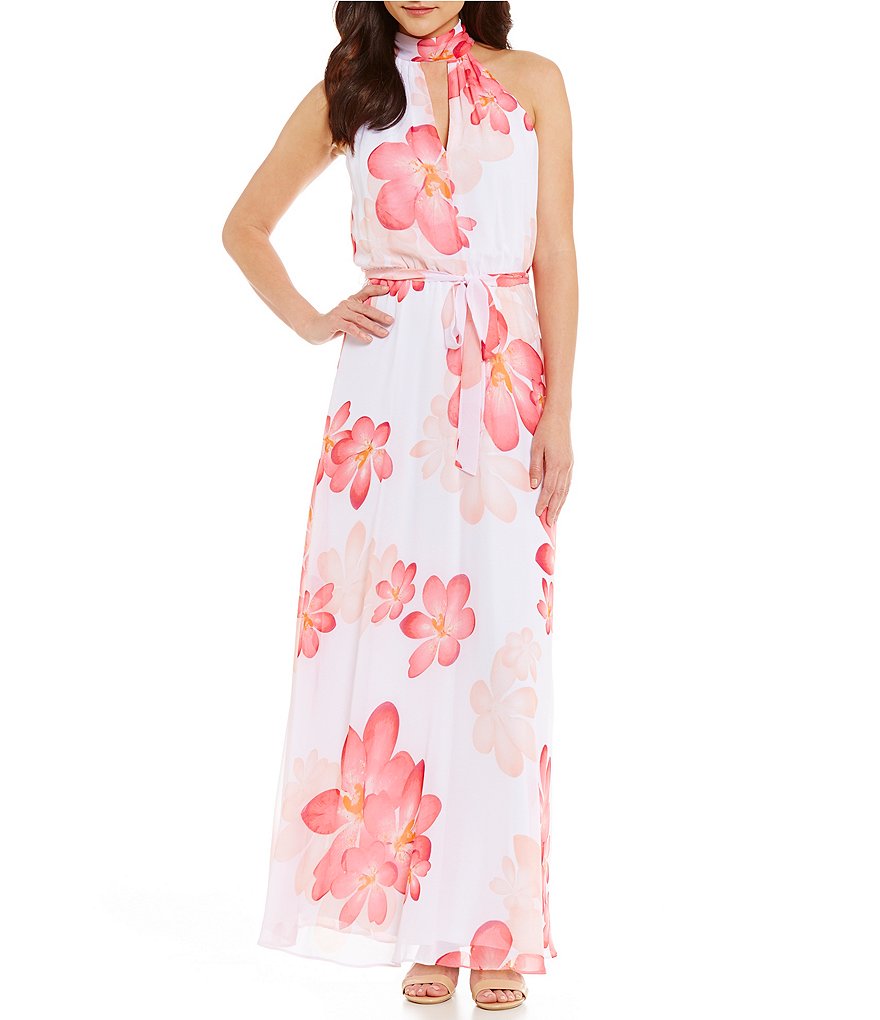 Calvin Klein Floral Halter Maxi Dress | Dillards