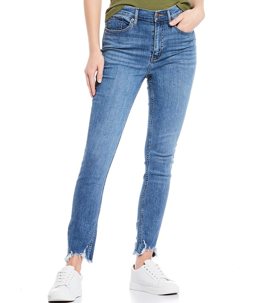 Calvin Klein Jeans High Rise Skinny Ankle Sharkbite Hem Repreve Denim Jeans  | Dillard's