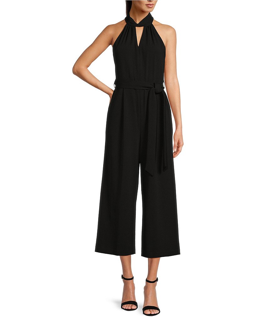 Calvin Klein Keyhole Halter Neck Sleeveless Scuba Crepe Cropped ...