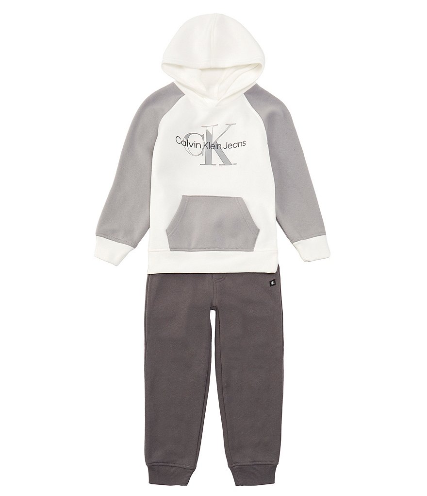 Calvin Klein Little Boy's 2-Piece Logo Fleece Hoodie Set