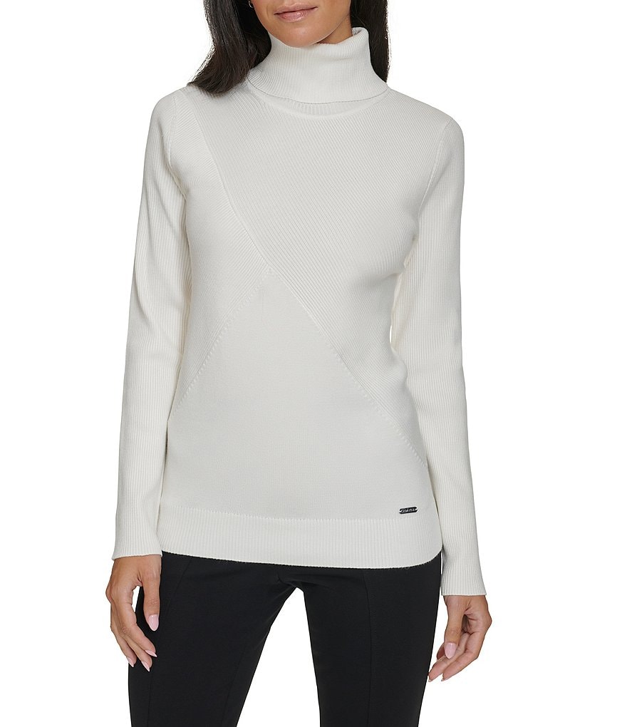 Calvin Klein Long Sleeve Turtleneck Criss Cross Sweater Dillard s