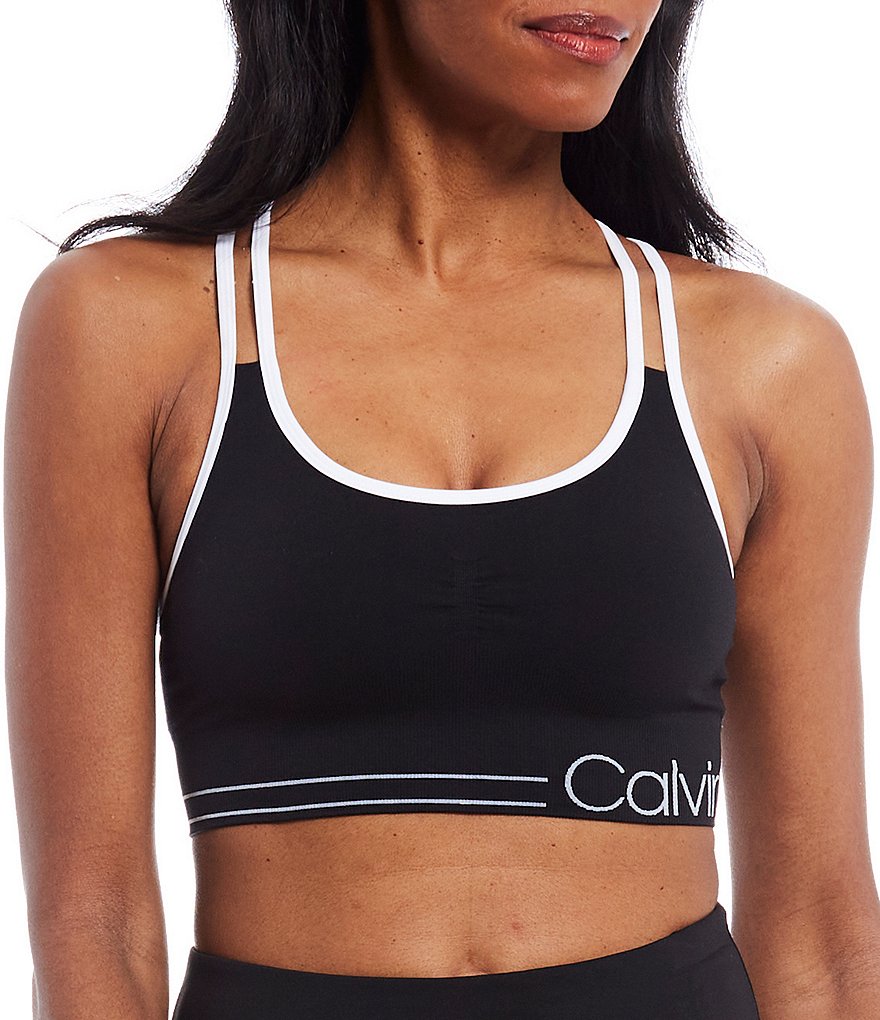 Calvin Klein Performance Low Impact Ruched Front Strappy Sports Bra |  Dillard's
