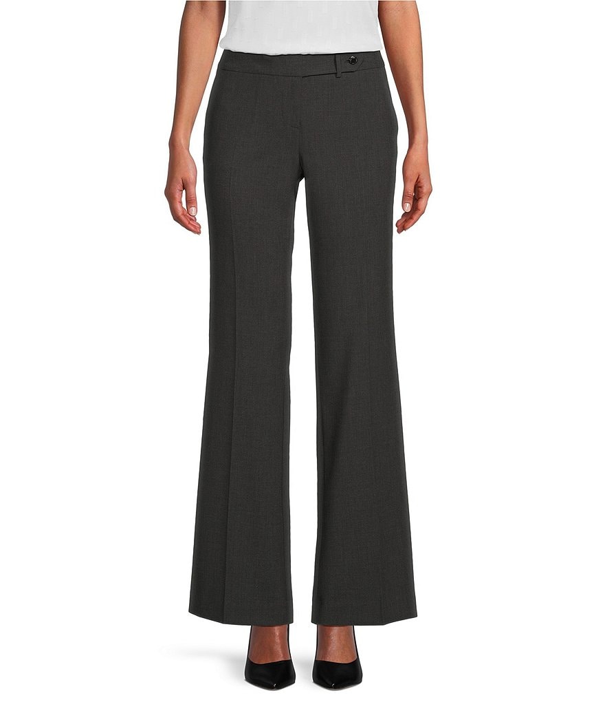 Women's Petite Pu Seam Detail Flared Tailored Trouser