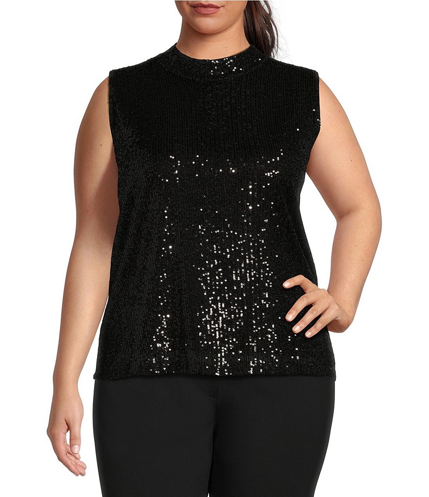 Calvin Klein Plus Size Mixed-Media Sleeveless Top - Black - The WiC Project  - Faith, Product Reviews, Recipes, Giveaways