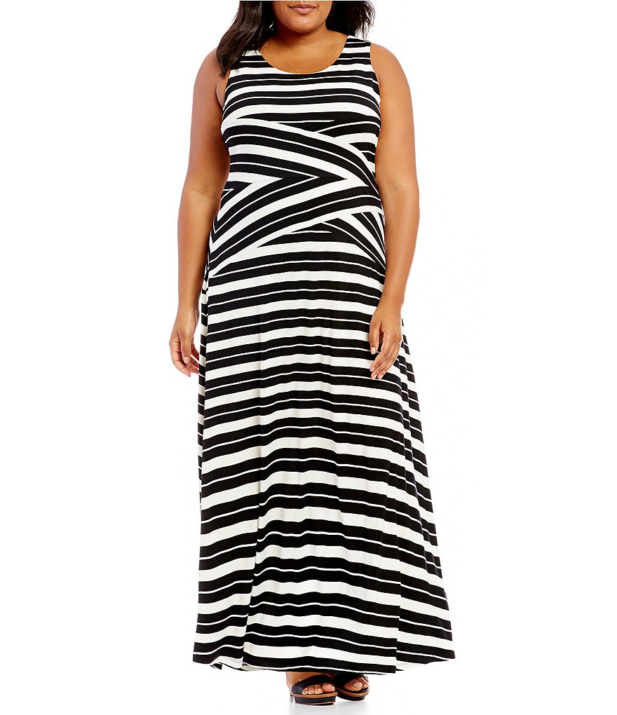 Calvin Klein Plus Stripe Criss Cross Maxi Dress | Dillards