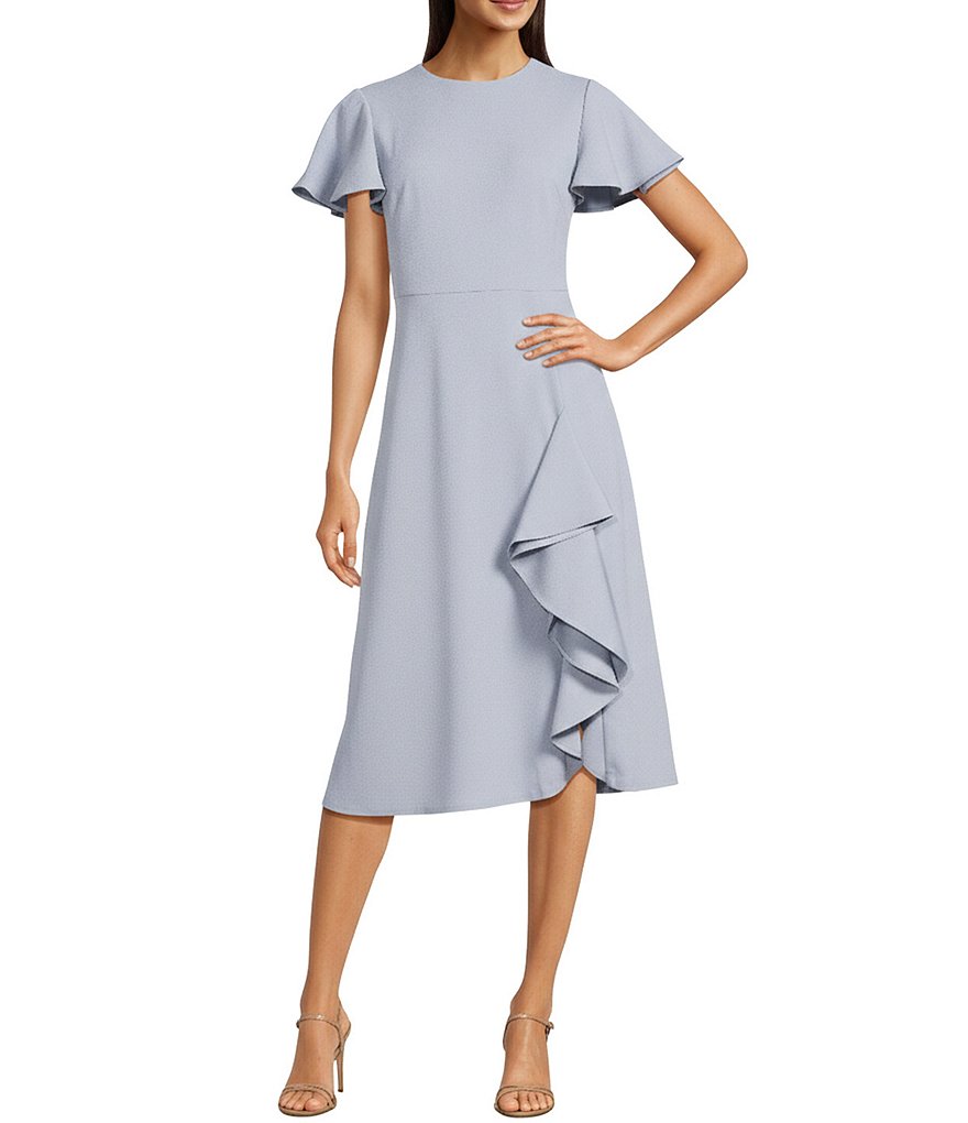 chinese dress ladies Calvin Klein Women's Dress Flutter Sleeve Gauze Midi Dress Lipstick 8 at  Amazon Women's Clothing store