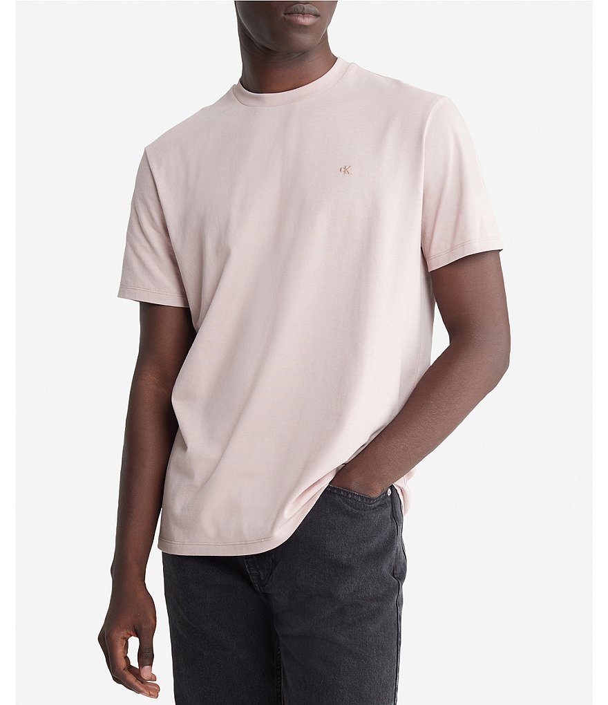 T-Shirt Cotton Classic Klein Short Solid Sleeve Dillard\'s Smooth Calvin |