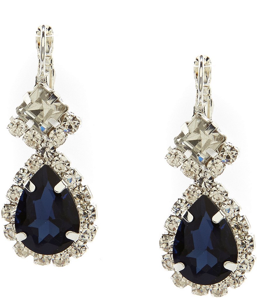 Cezanne Framed Crystal Pear Drop Montana Sapphire and