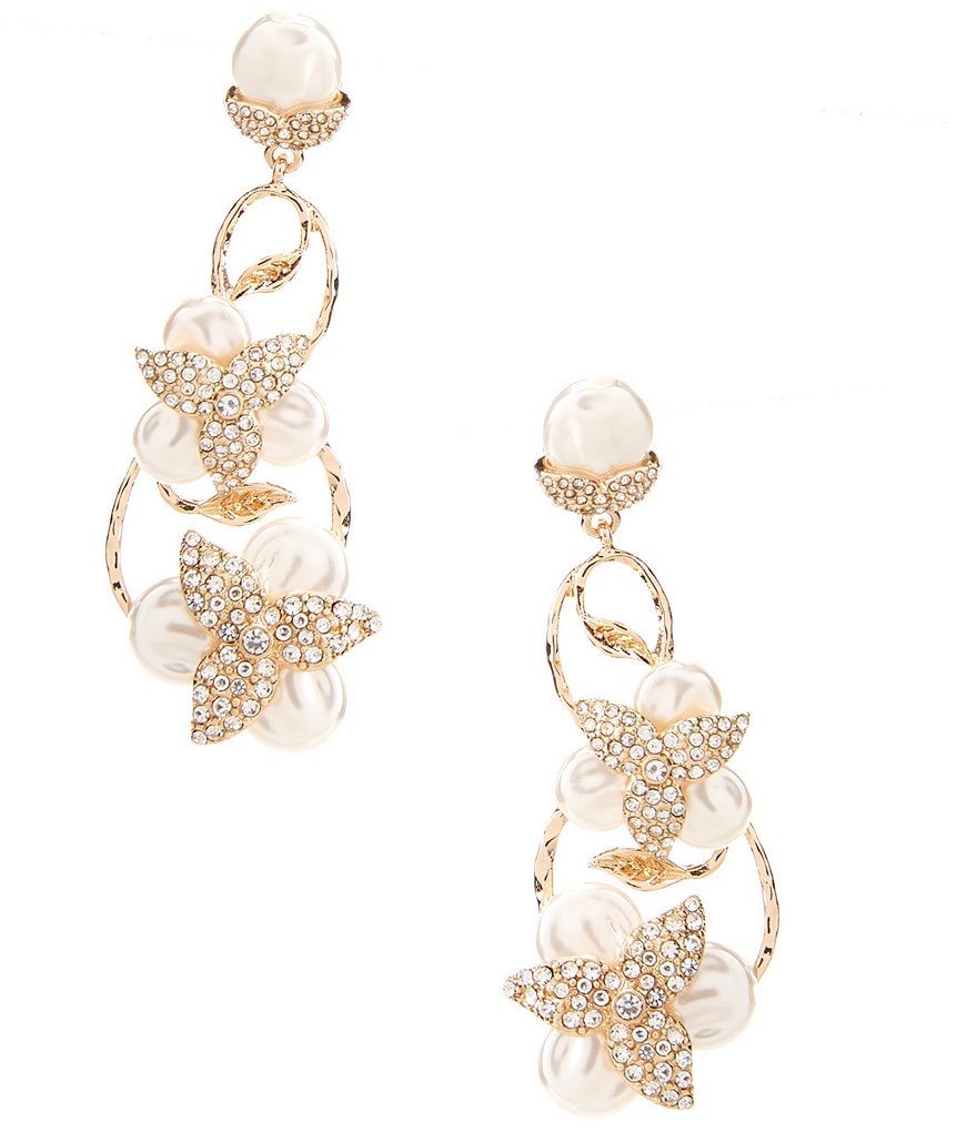 Cezanne Pearl Pave Flower Drop Earrings | Dillard's