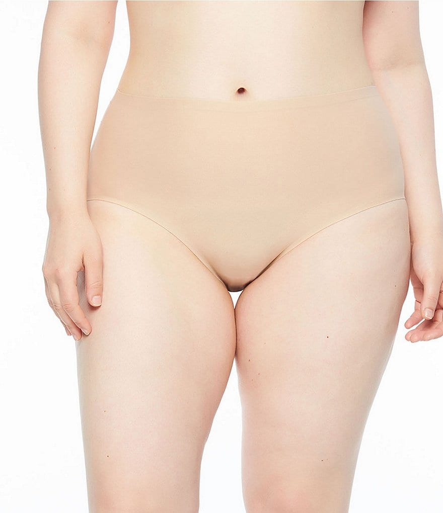 Nude High Cut Solid Color Plus Size Seamless Control Underwear