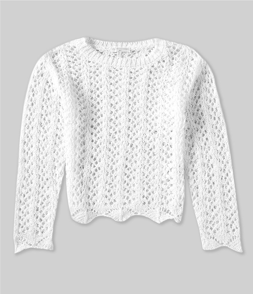 Chelsea And Violet Big Girls 7 16 Long Sleeve Crochet Top Dillards