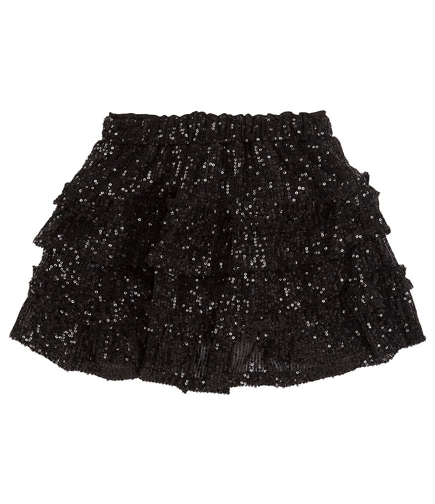 So Girls Sequins Pull On Elastic Band Flare Mini Skirt Black Size XS/S  (7/8)