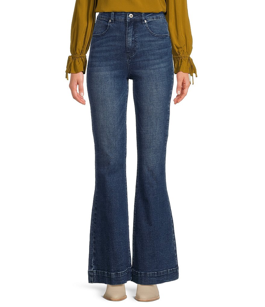 Chelsea & Violet High Rise Stretch Indigo Denim 4-Pocket Flare Jeans ...