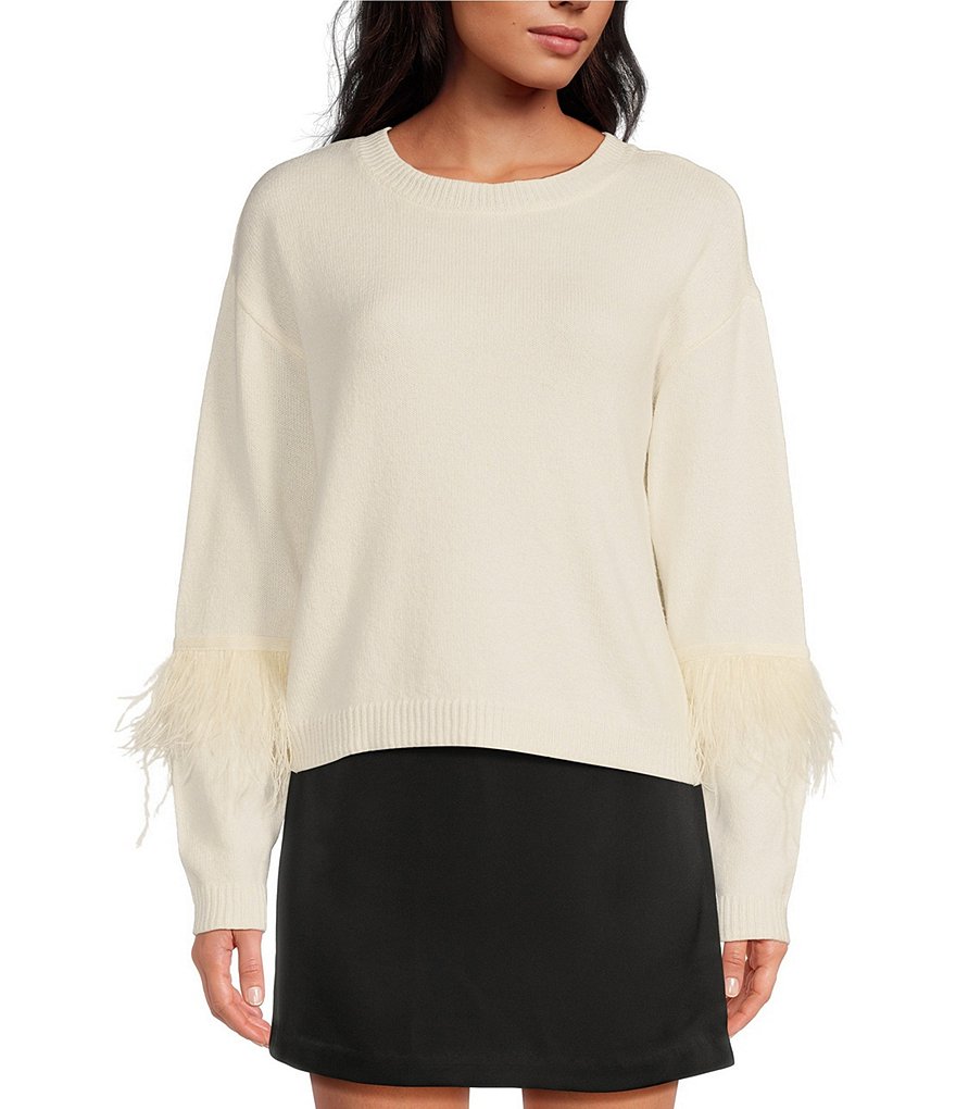 Sweater with feather top sleeves