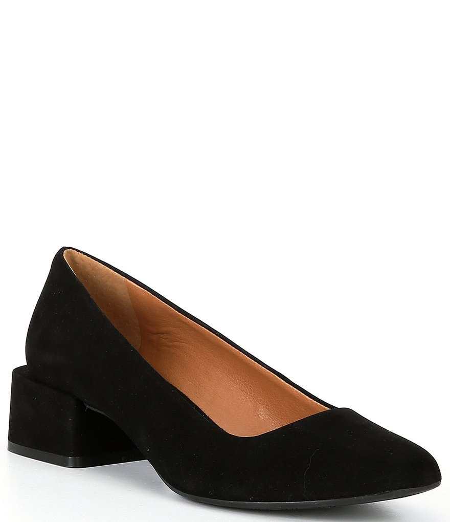 Black suede clearance low heel pumps