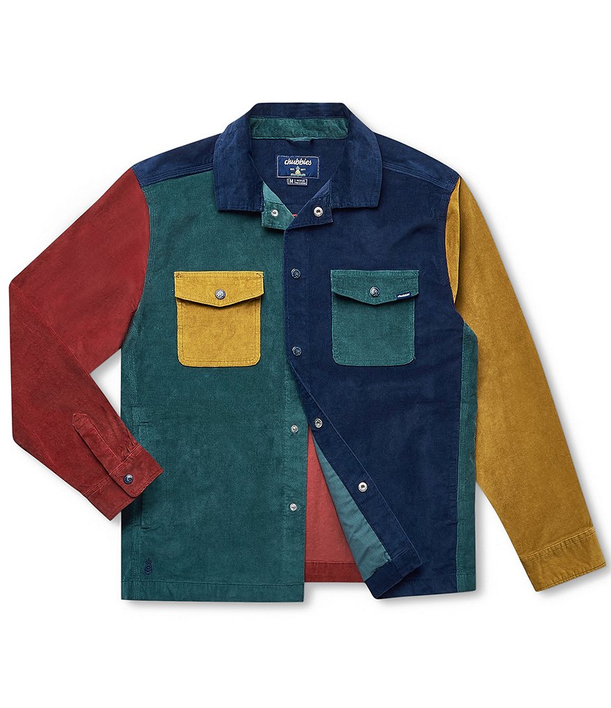 Colorblock Relaxed Button Down Corduroy Shirt