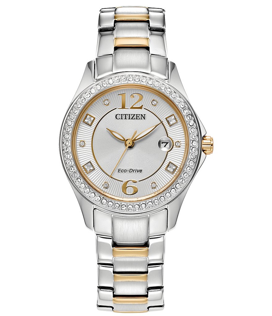 Citizen Women's Diamond Watch - Stiletto Eco Drive Two Tone Yellow Ste