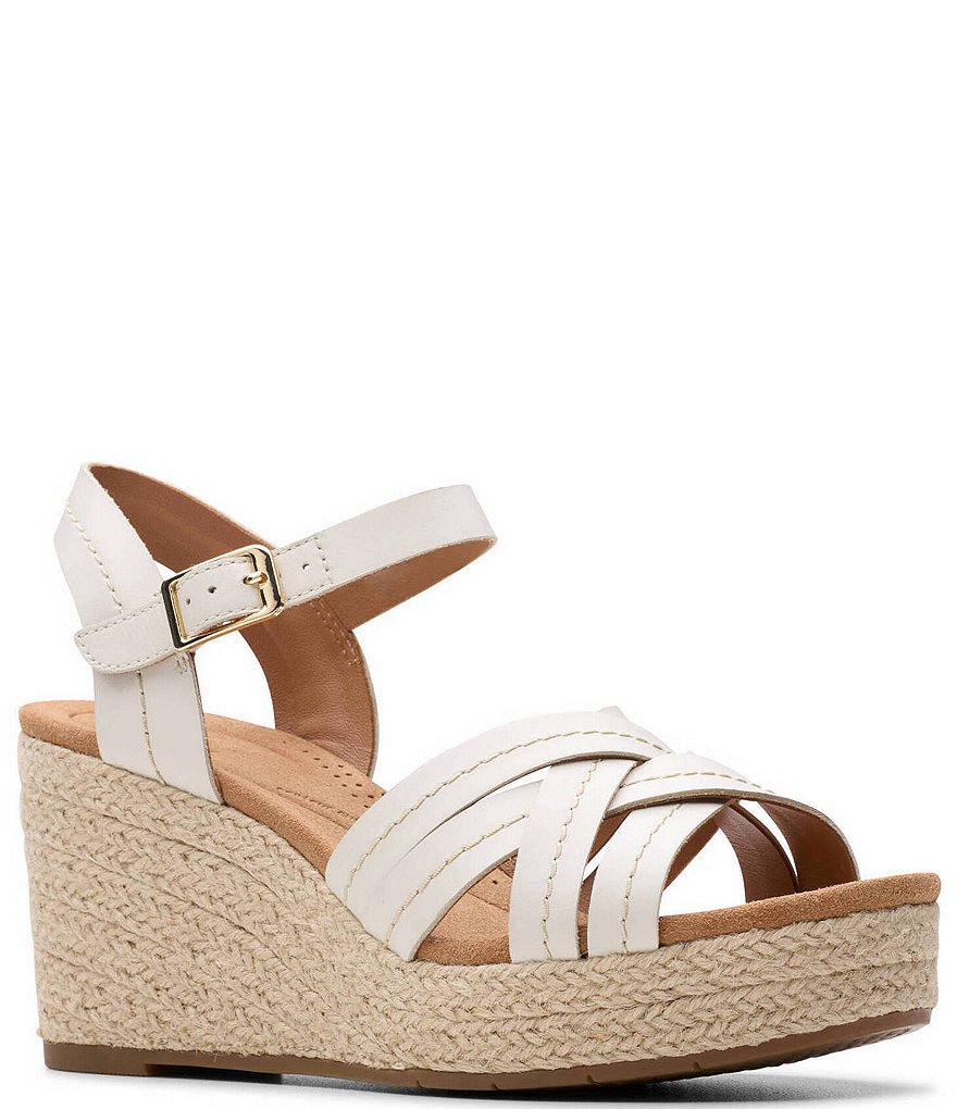 Clarks Artisan Sabina Strap Leather Platform Wedge Espadrille