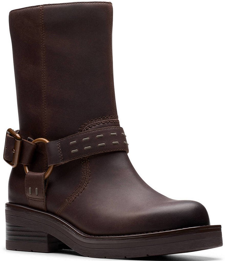 Clarks Signature Rebelle Up Leather Moto Mid Boots