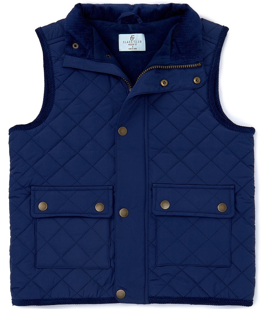 Class Club Big Boys 8-20 Sleeveless Quilted Snap Front Vest