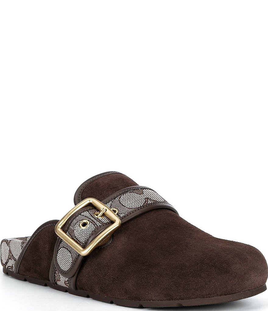 COACH Women's Archival Suede and Signature Jacquard Buckle