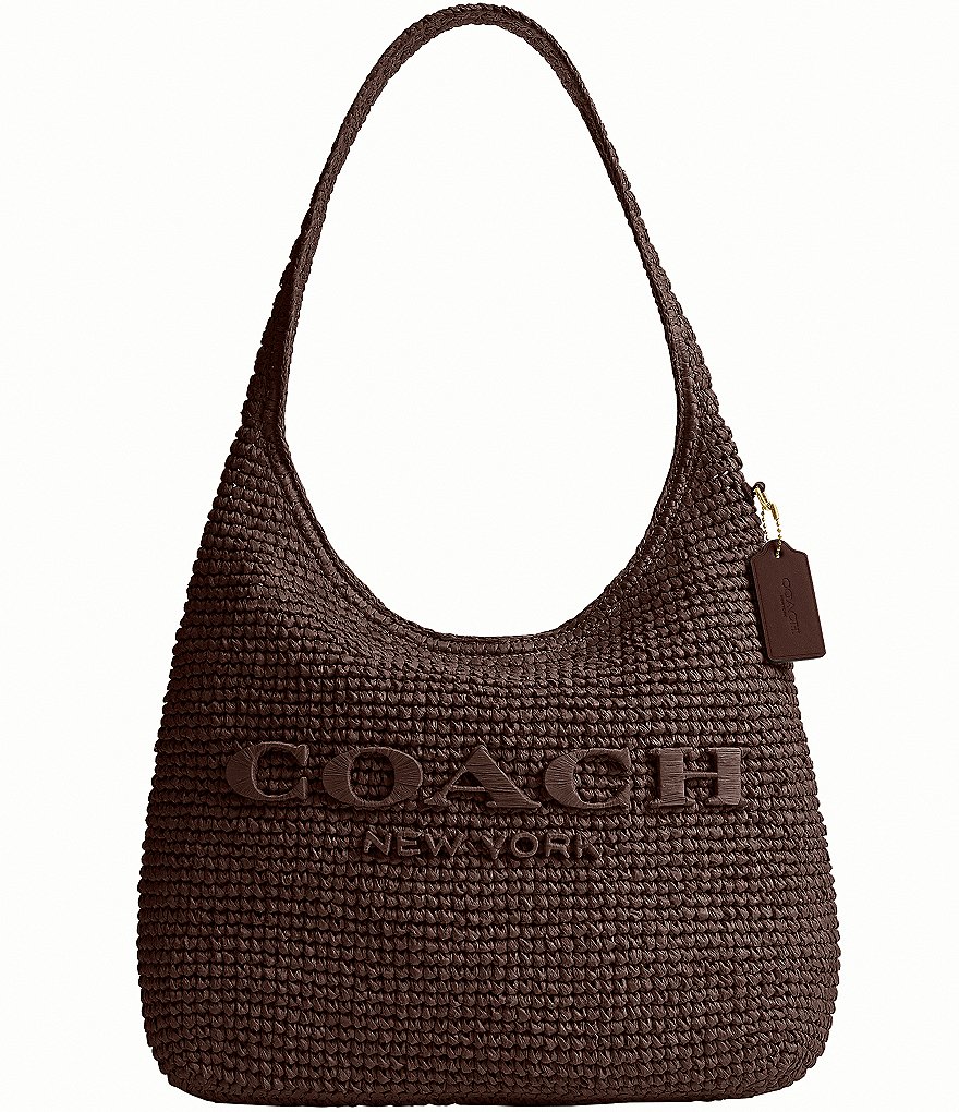 COACH Brooklyn 34 Straw Shoulder Bag | Dillard's