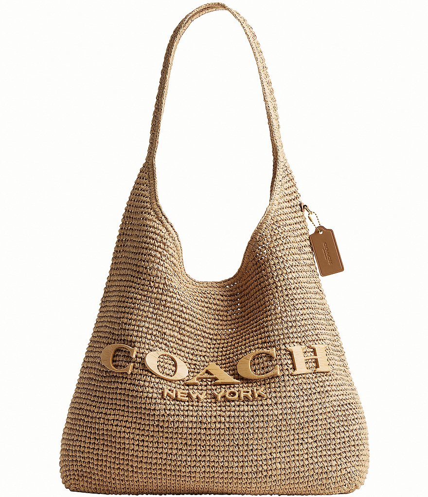 COACH Brooklyn 39 Straw Shoulder Bag | Dillard's