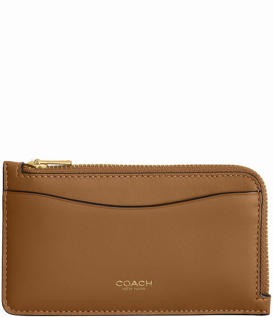 Coach Essential New York Zip Leather Card Case B4 honey Brown