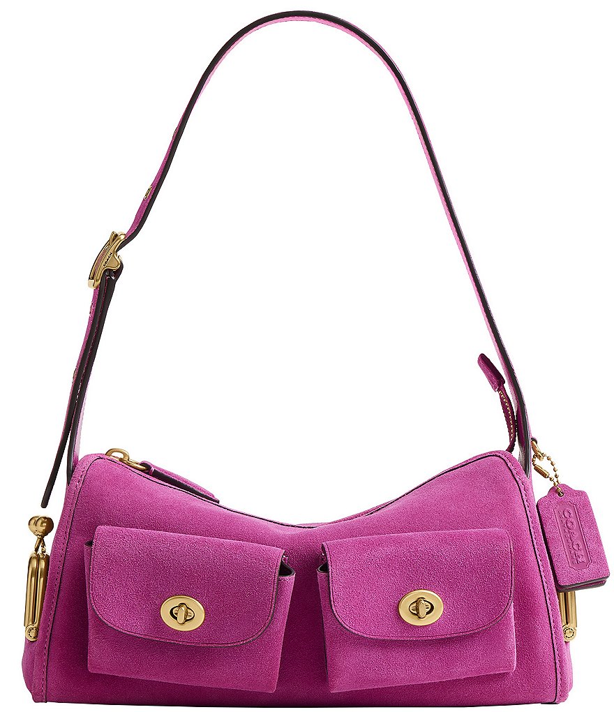COACH Haversack 27 Suede Turnlock & Kisslock Pocket Shoulder Bag