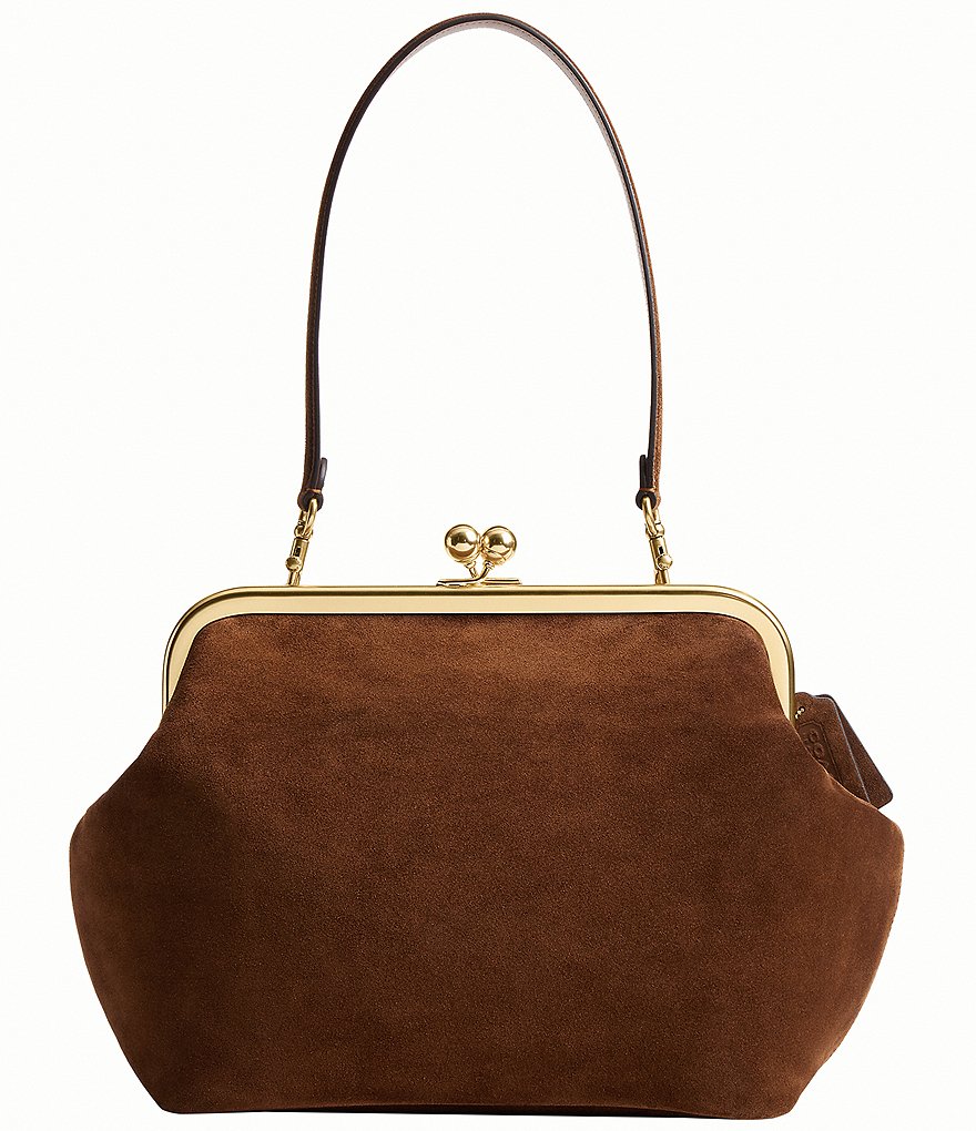 Kisslock 27 Suede Frame Shoulder Bag